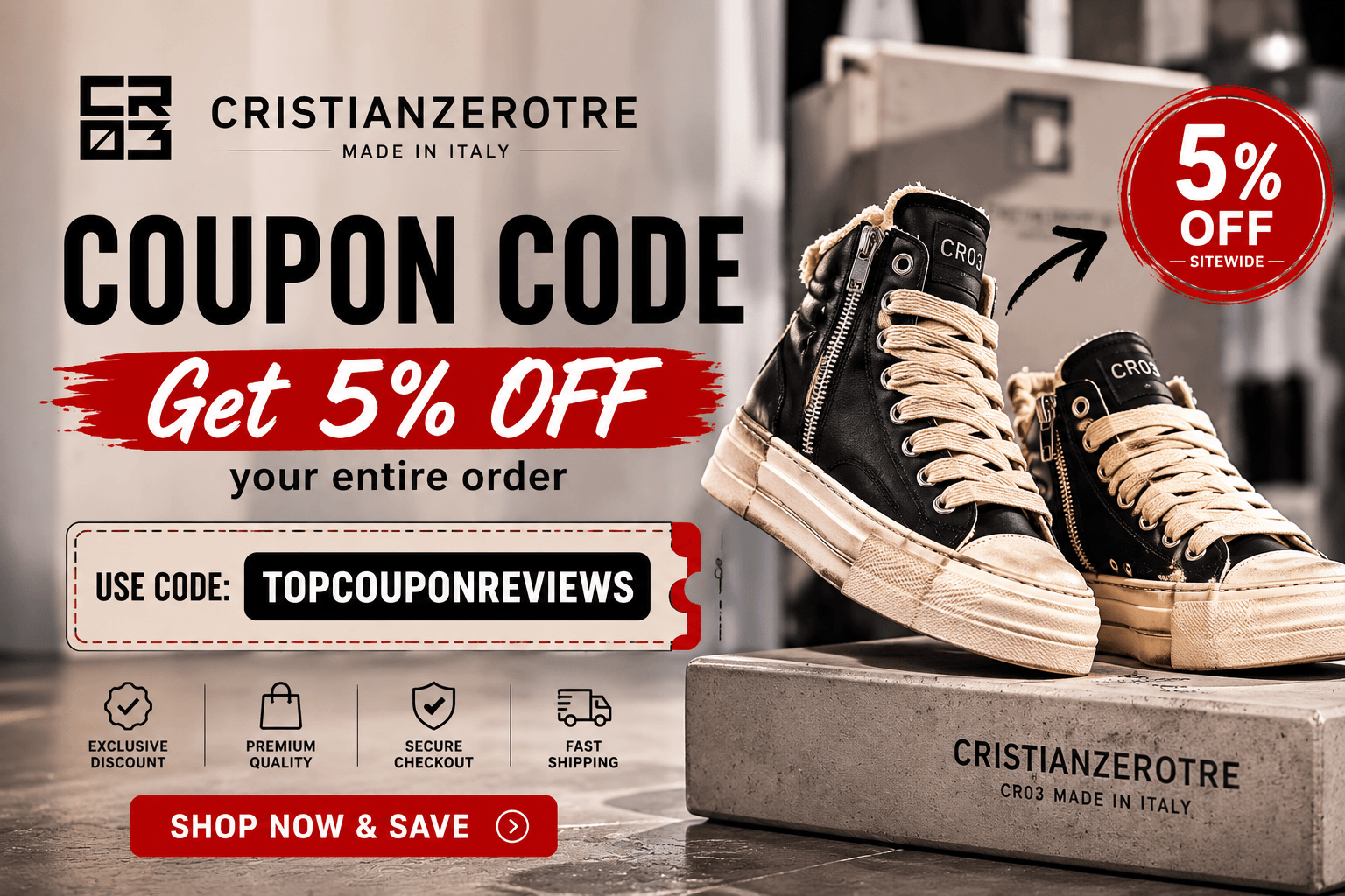 Cristian Zerotre Coupon Code: Get 5% Off Your Order
