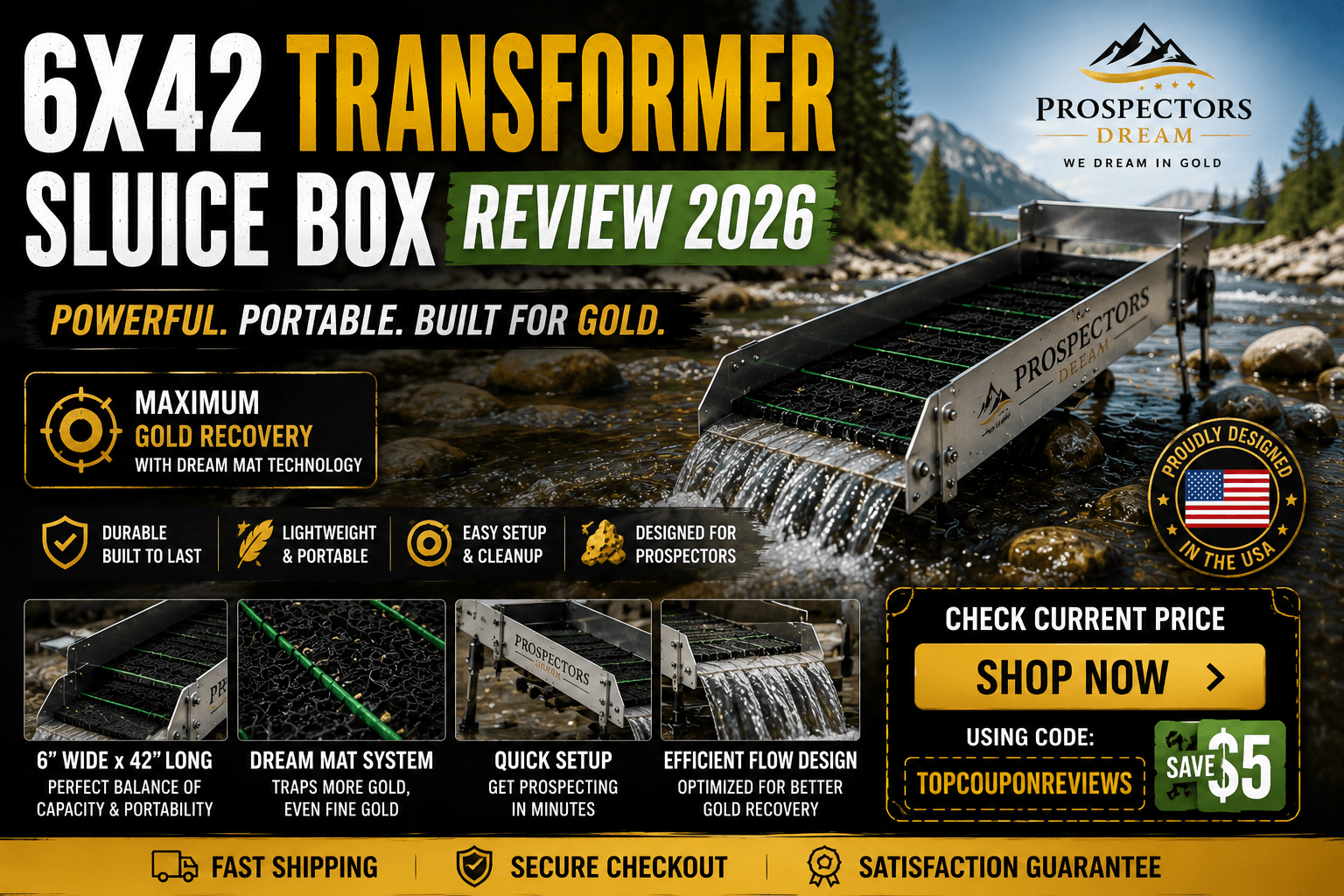 6X42 Transformer Sluice Box Review 2026 - Prospectors Dream