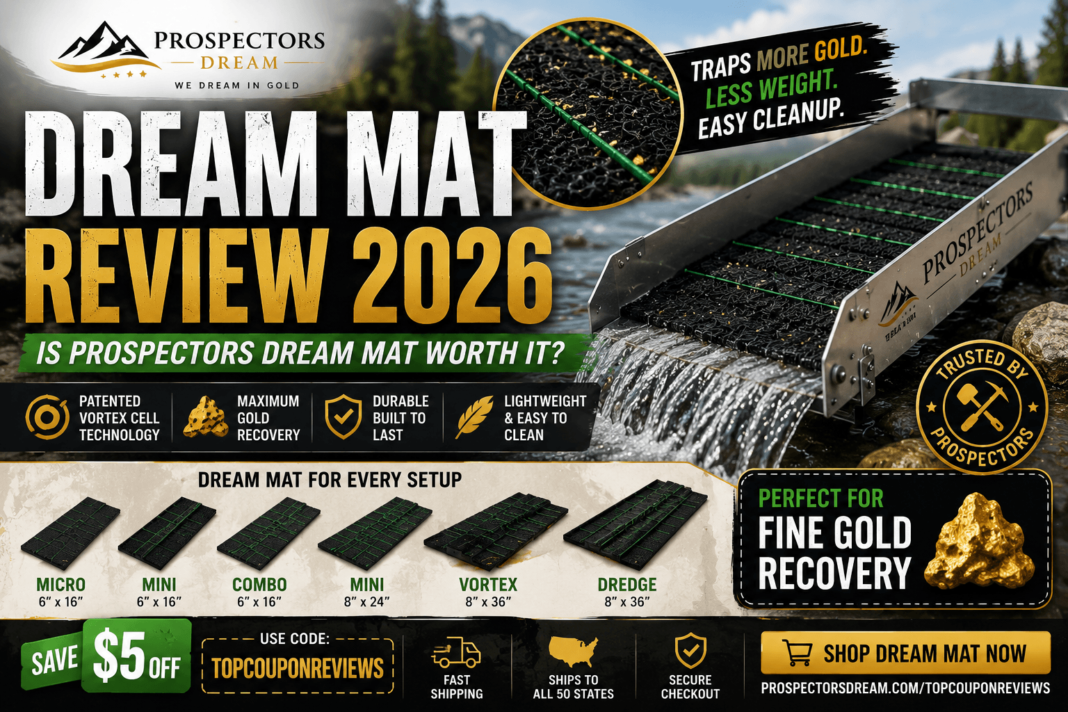 Dream Mat Review 2026 - Prospectors Dream gold sluice mat
